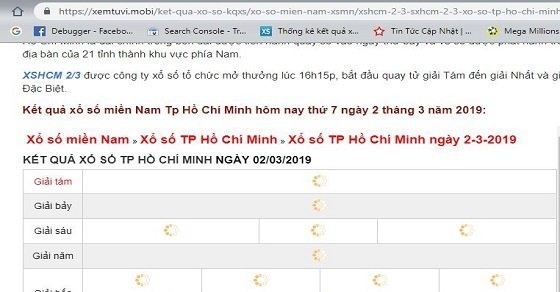 Ảnh ví dụ mã nhúng của kết quả HCM trên web xemtuvi